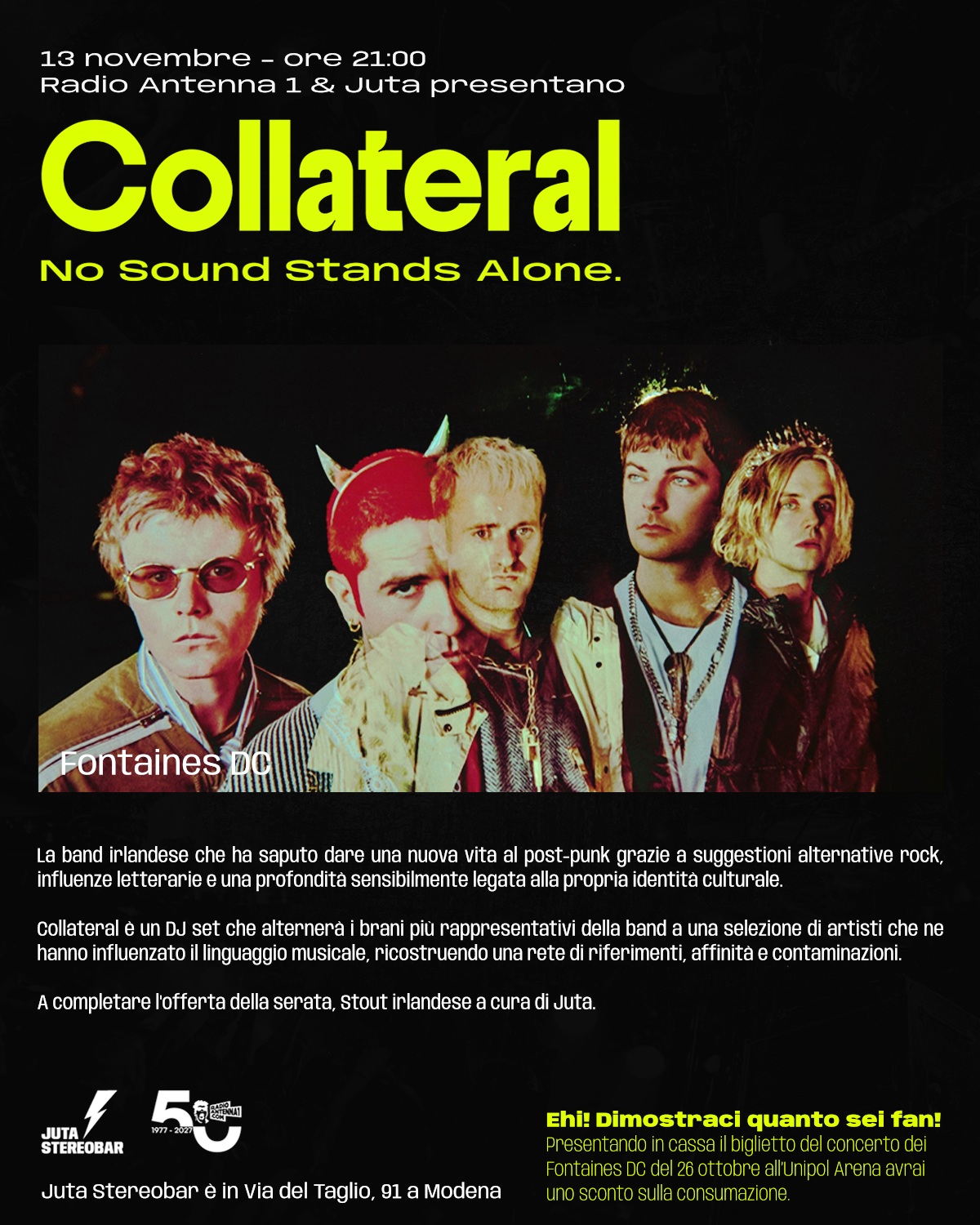 Fontaines D.C. DJ set @ Juta Stereobar, Modena