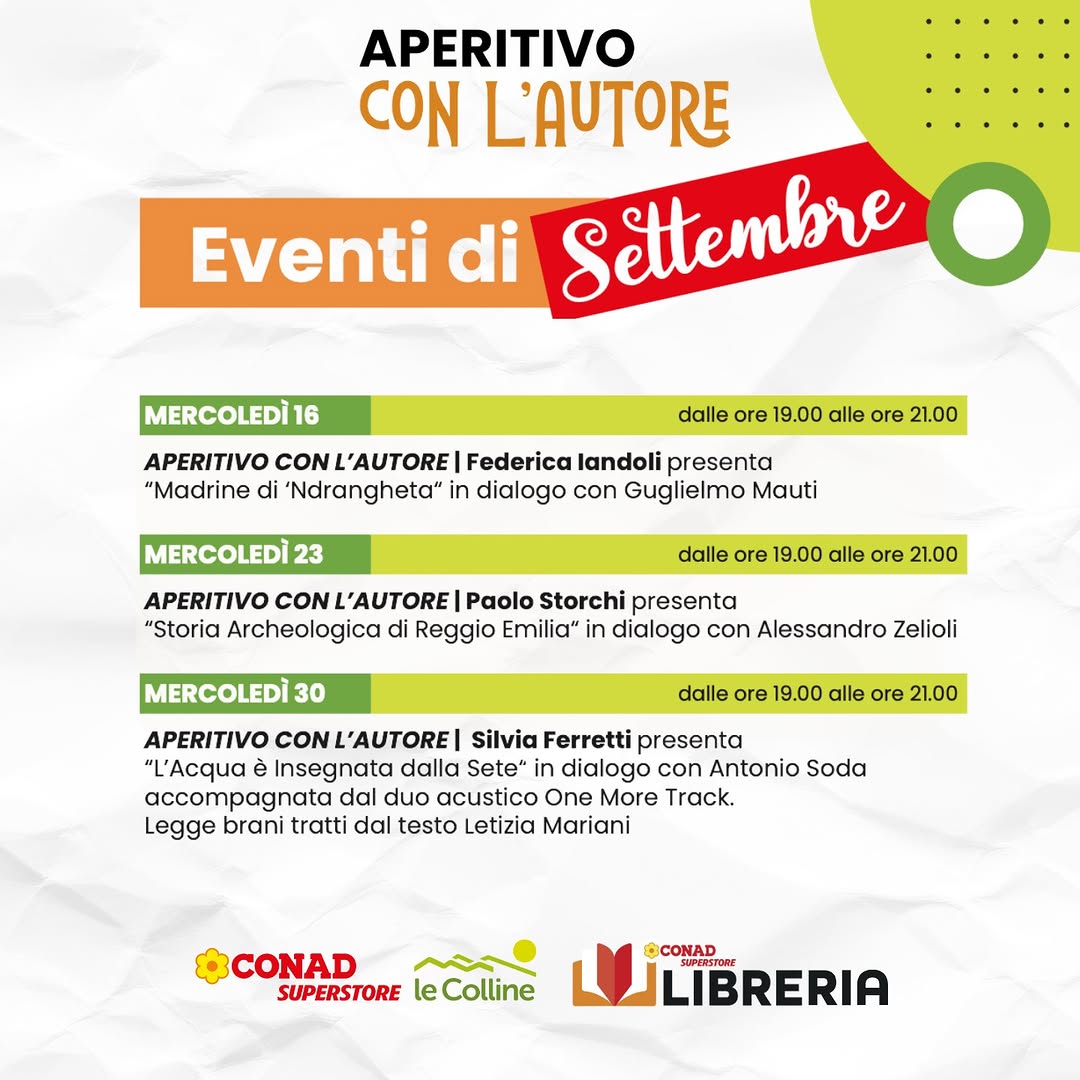 Dopo la pausa estiva, tornano gli appuntamenti di Aperitivo con l’Autore 📚🍹 Tre mercoledì, tre libri e tre occasioni per incontrarsi, ascoltare nuove storie e lasciarsi guidare tra attualità, storia e
