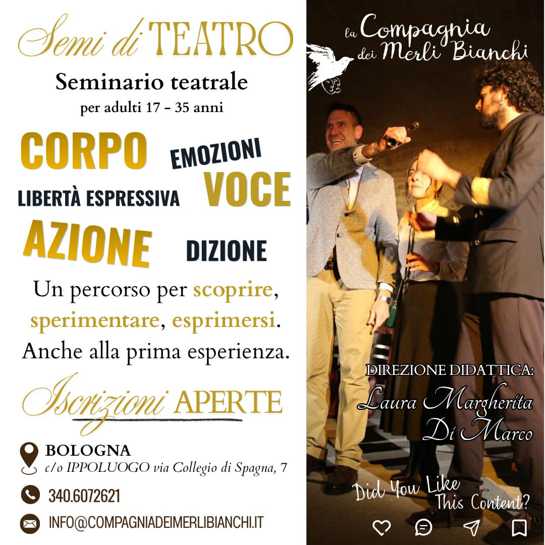 Semi di Teatro a Bologna con Compagnia dei Merli Bianchi