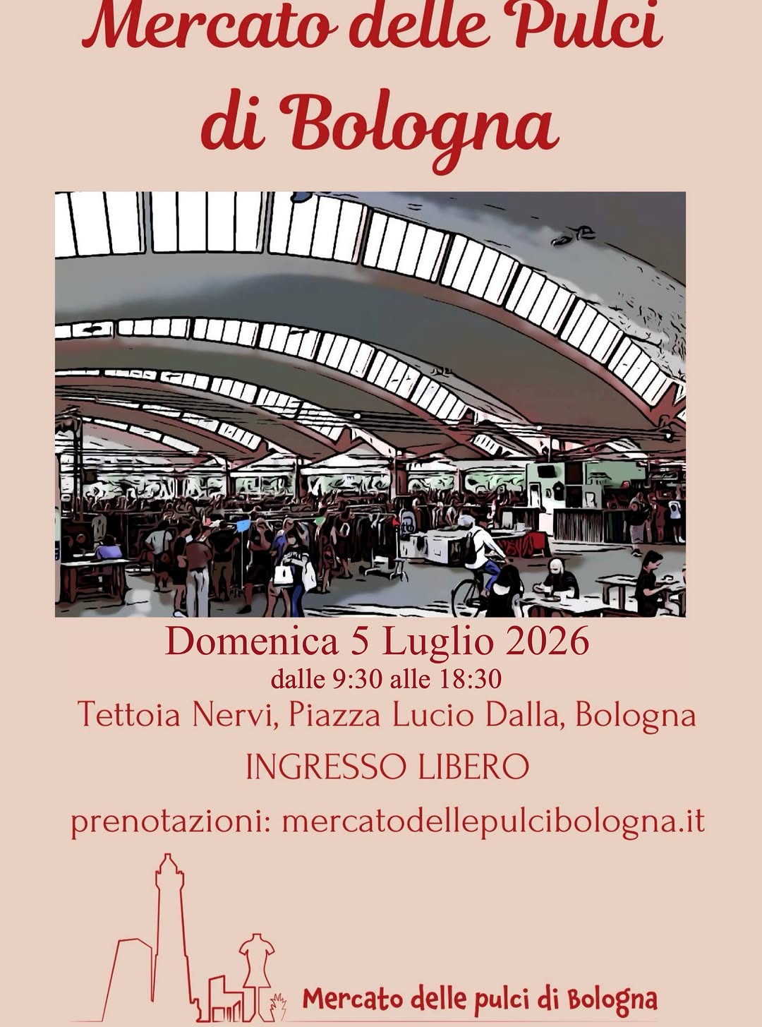 Le prenotazioni per il mercato delle Pulci di Domenica 5 Luglio in piazza Lucio Dalla a Bologna sono aperte sul sito ufficiale: https://mercatodellepulcibologna.it/ Possono partecipare come espositori